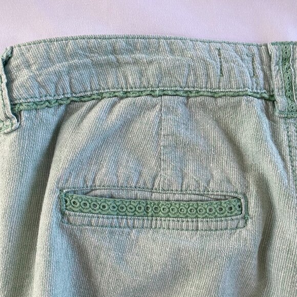 Pilcro green linen pants Womens 8 wide leg mid rise spring embroidered casual - Picture 12 of 14